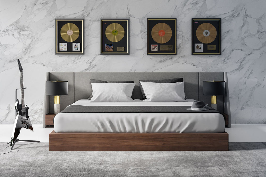 VIG Furniture - Nova Domus Janice - Modern Grey Fabric and Walnut Eastern King Bed - VGMA-BR-88-BED-EK