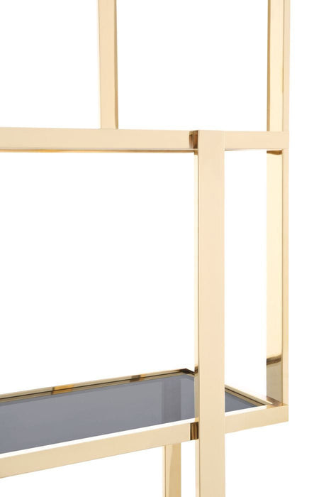 VIG Furniture - Modrest Tipton Modern Grey Glass & Gold Bookshelf - VGZAZWJ9506-GLD-SHELF