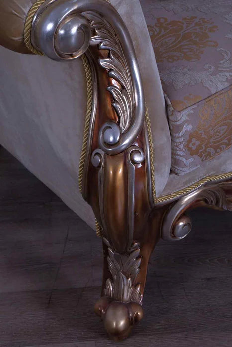 European Furniture - Tiziano Luxury Sofa in Gold & Antique Silver - 38994-S - GreatFurnitureDeal