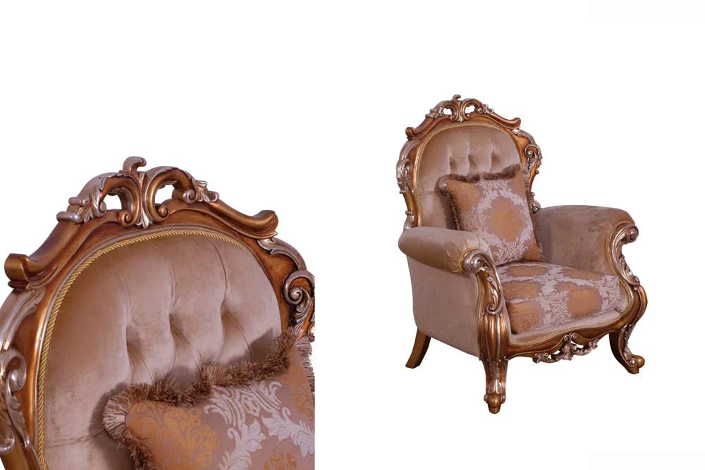 European Furniture - Tiziano Luxury Chair in Gold & Antique Silver - 38994-C - GreatFurnitureDeal