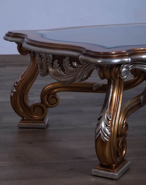 European Furniture - Tiziano II Luxury Coffee Table in Light Gold & Antique Silver - 38996-CT - GreatFurnitureDeal