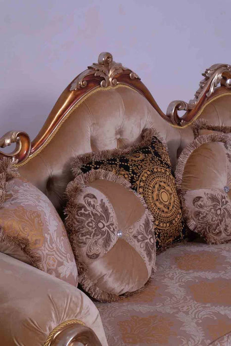 European Furniture - Tiziano Luxury Sofa in Gold & Antique Silver - 38994-S - GreatFurnitureDeal