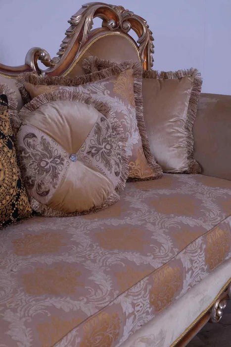 European Furniture - Tiziano Luxury Sofa in Gold & Antique Silver - 38994-S - GreatFurnitureDeal
