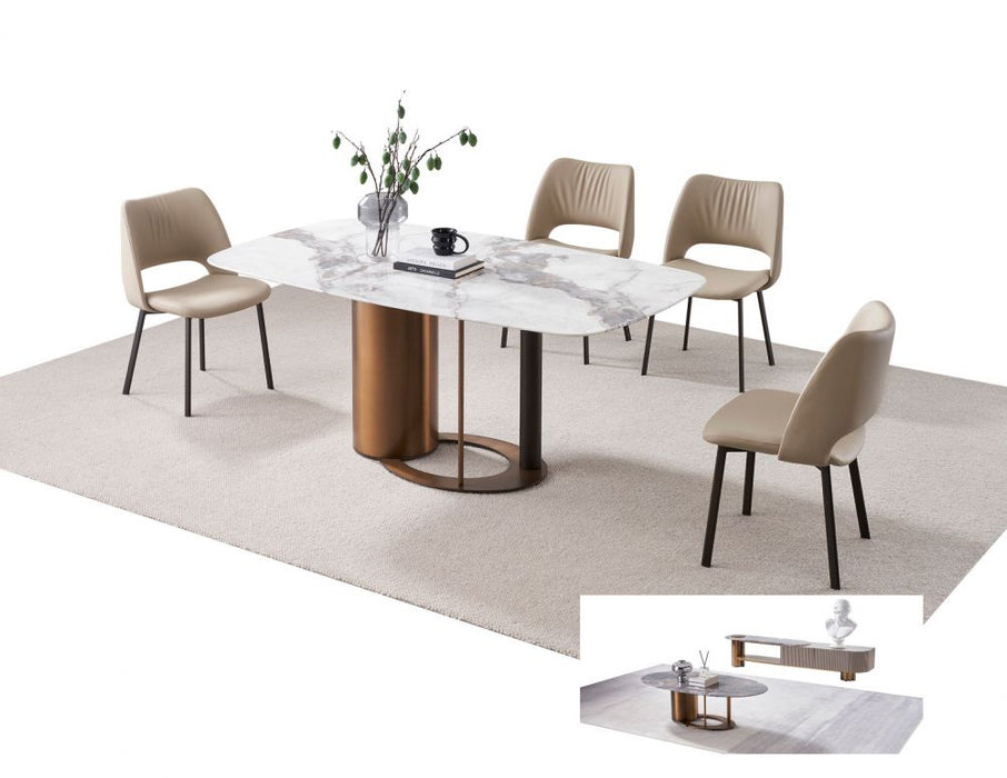 American Eagle Furniture - TL-J2196 Faux Marble & Metal Dining Table - TL-J2196