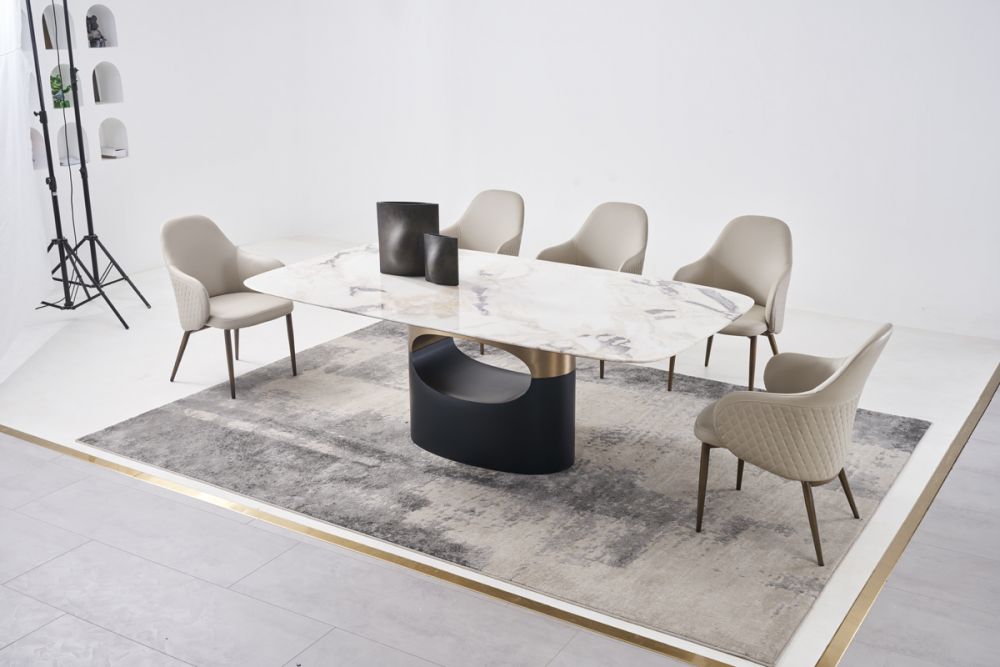 American Eagle Furniture - TL-J3131 Faux Marble & Metal Dining Table - TL-J3131
