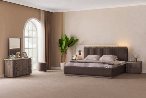 ESF Furniture - Elvis 4 Piece King Size Storage Bedroom Set in Chocolate Brown - ELVISKS-4SET - GreatFurnitureDeal