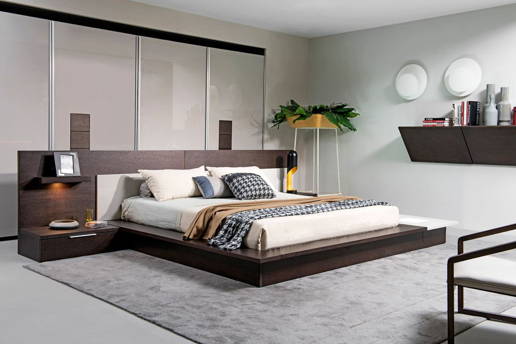 VIG Furniture - Modrest Torino Contemporary Brown Oak & Grey California King Platform Bed w/ Lights - VGWCSB-B03-BRNGRY-CK - GreatFurnitureDeal