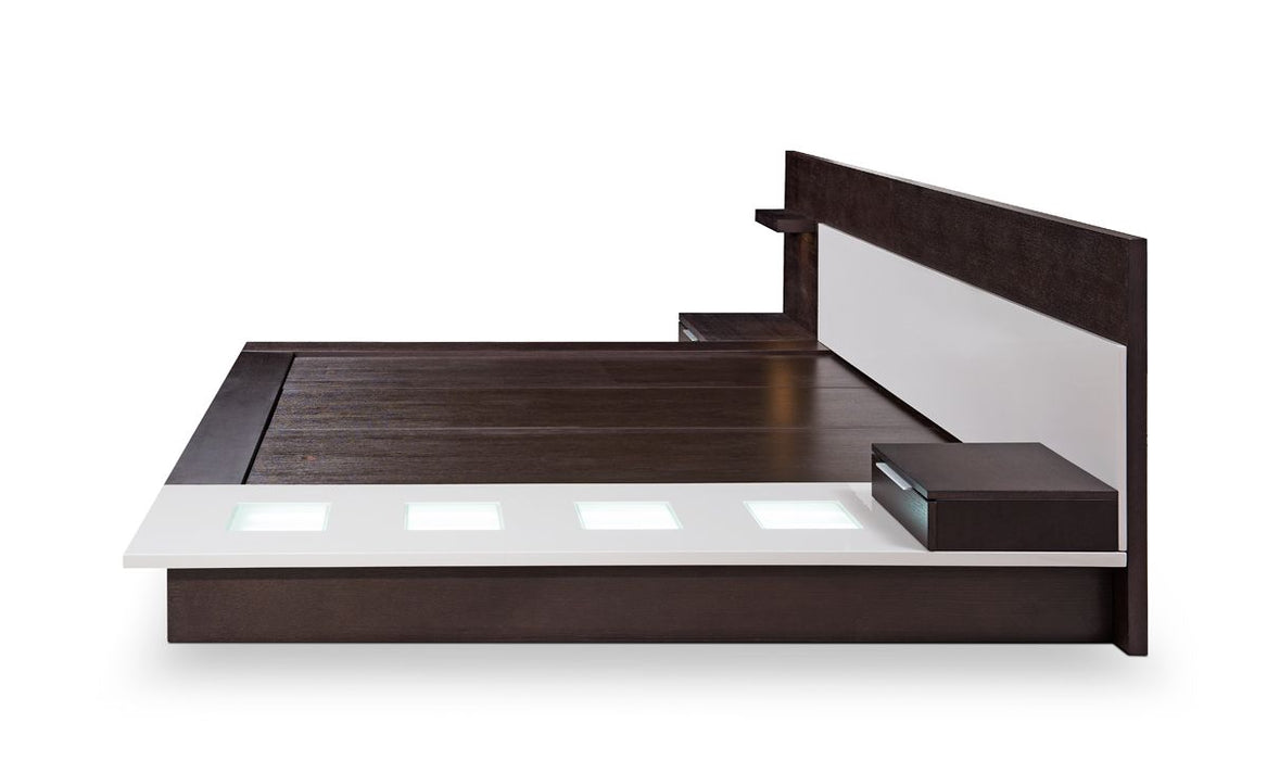 VIG Furniture - Modrest Torino Contemporary Brown Oak & Grey Eastern King Platform Bed w/ Lights - VGWCSB-B03-BRNGRY-EK - GreatFurnitureDeal