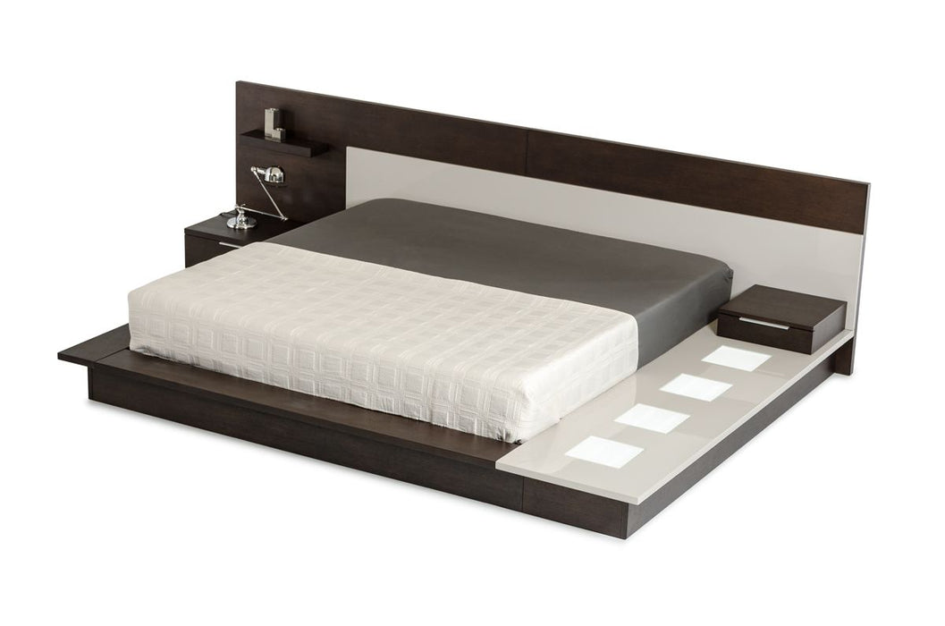 VIG Furniture - Modrest Torino Contemporary Brown Oak & Grey Queen Platform Bed w/ Lights - VGWCSB-B03-BRNGRY-Q - GreatFurnitureDeal