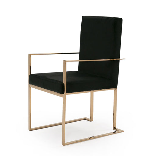 VIG Furniture - Modrest Trea Modern Black Velvet & Rosegold Dining Chair - VGVCB0298A-BLK-DC - GreatFurnitureDeal