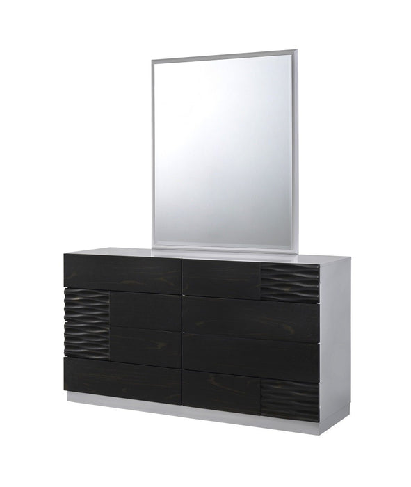 J&M Furniture - Tribeca Black and Grey Gloss Drawer Dresser and Mirror - 17742-DR+M-BLACK-GREY