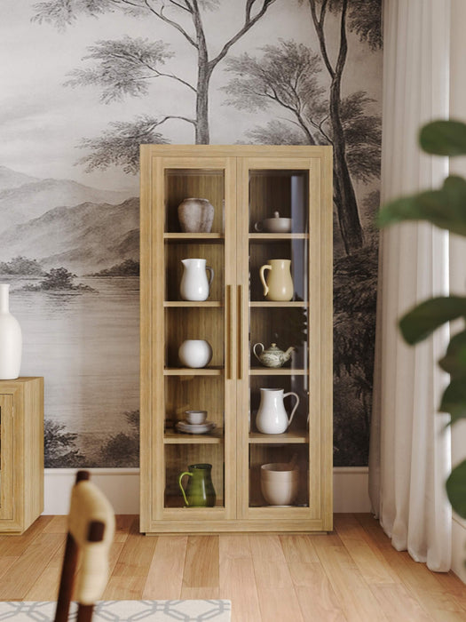 Bramble - Tuscan Rustic Distressed Teak Display Cabinet in Teak Natural w/ Weathered Teak Distressing - 85291TNT----- - GreatFurnitureDeal