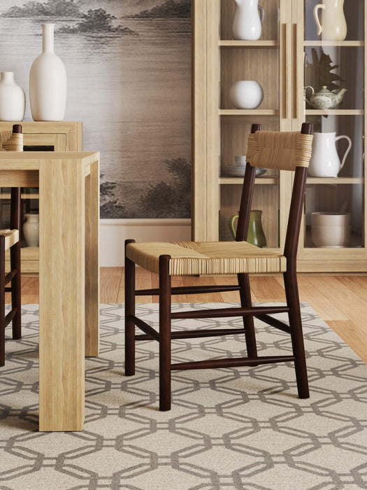 Bramble - Lenox Dining Chair w/ Rush Seat in Matt Teak Brown -Set of 2- 28934MTB----- - GreatFurnitureDeal
