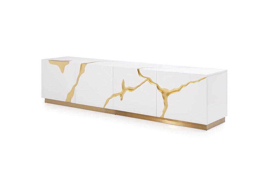 VIG Furniture - Modrest Aspen Modern White & Gold TV Stand - VGVCTV1801-WHT