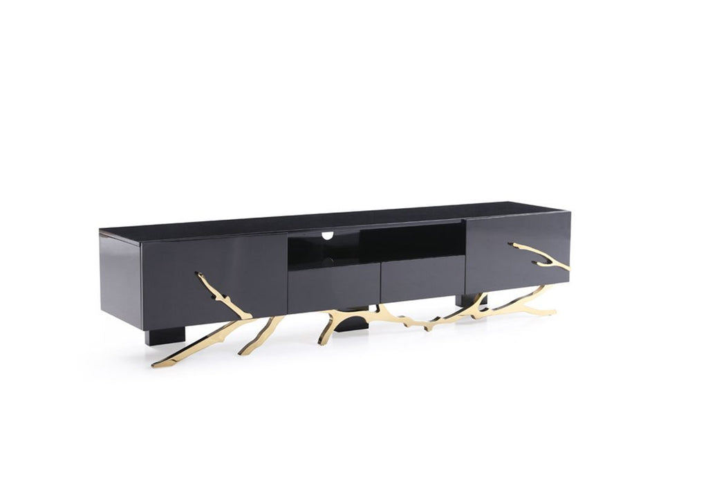 VIG Furniture - Modrest Legend Modern Black & Champagne Gold 87" TV Stand - VGVCT-V8111-BLK-L - GreatFurnitureDeal