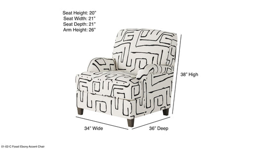 Southern Home Furnishings - Fossil Ebony Accent Chair in Black/White - 01-02-C Fossil Ebony-MTO - GreatFurnitureDeal
