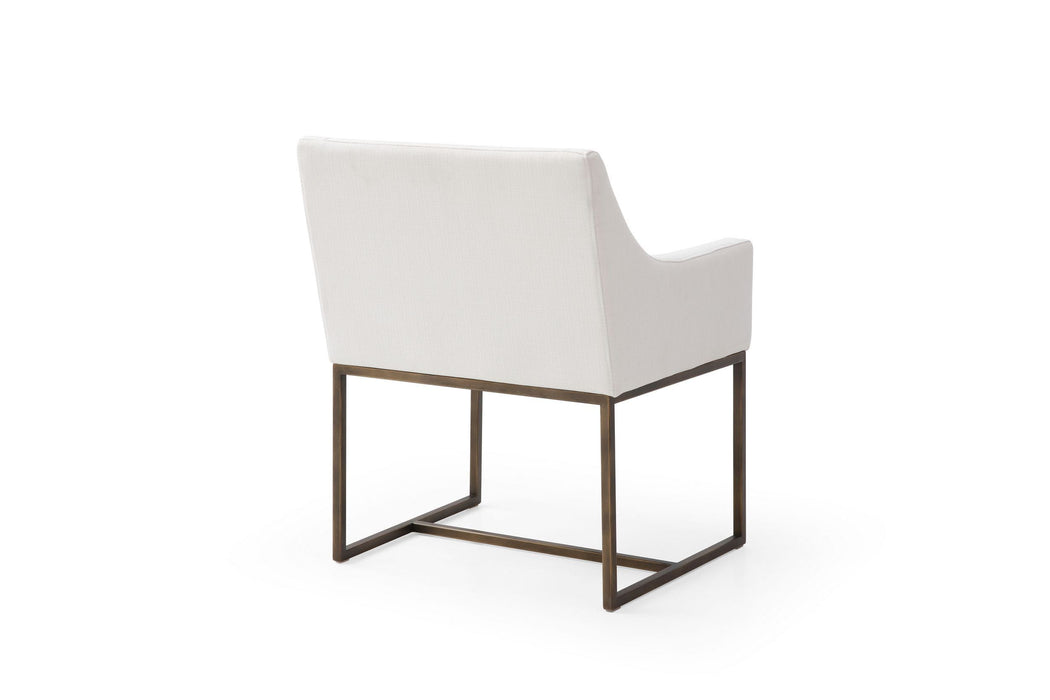 VIG Furniture - Modrest Elijah Modern Off White & Copper Antique Brass Dining Chair - VGVCB8363-WHT-DC - GreatFurnitureDeal