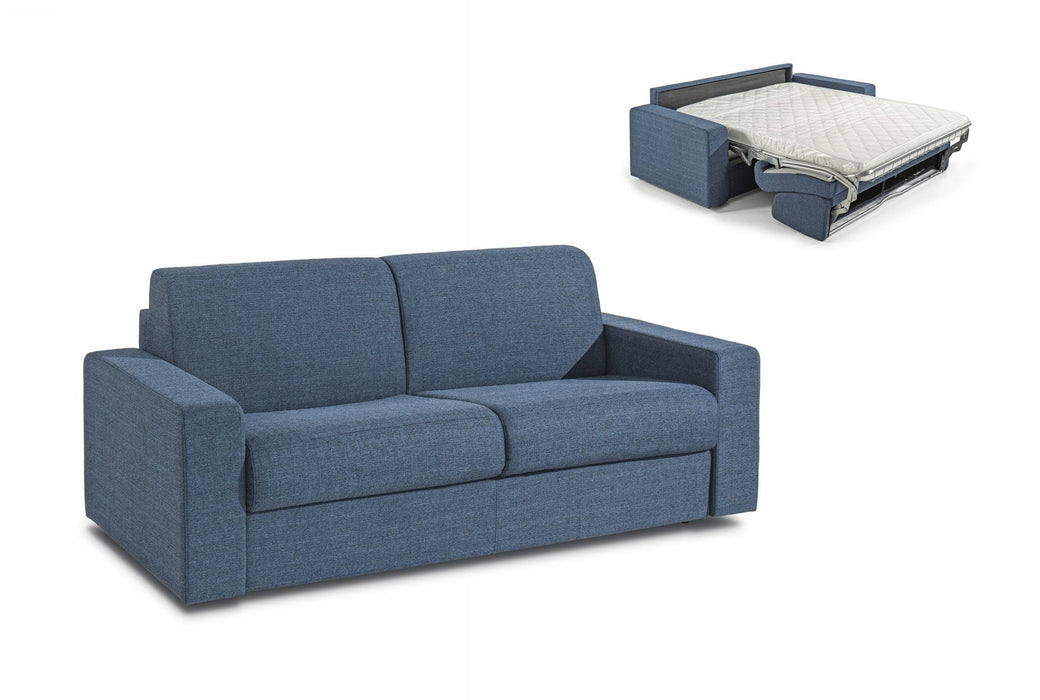 VIG Furniture - Modrest Made in Italy Urrita Modern Blue Fabric Sofa Bed w/Full Size Mattress - VGACURRITA-Q-BLUE