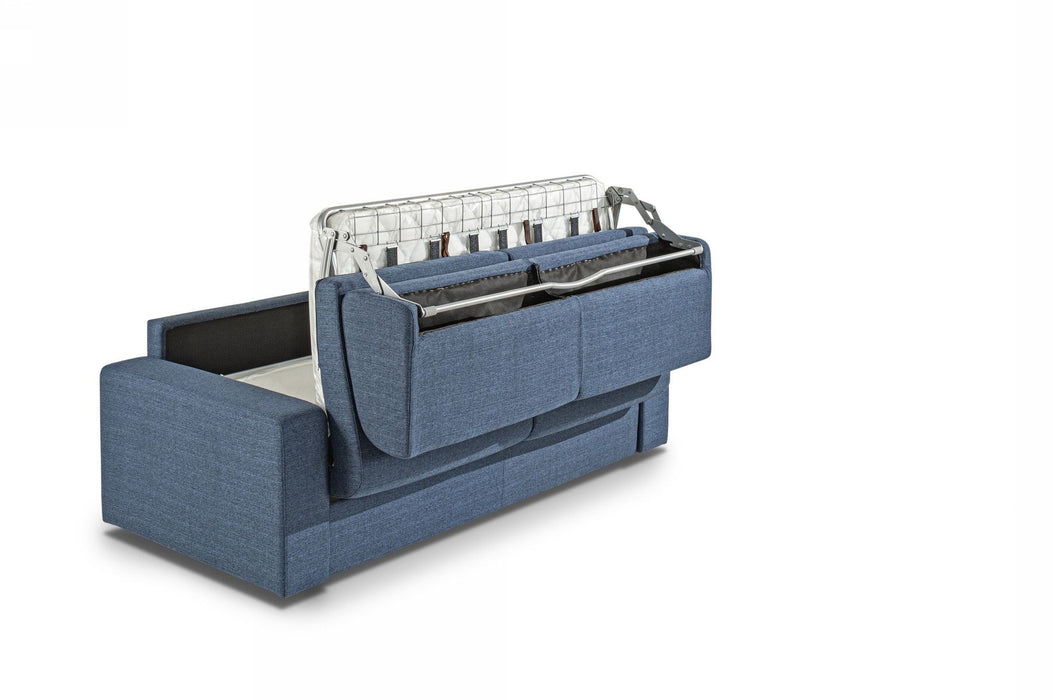 VIG Furniture - Modrest Made in Italy Urrita Modern Blue Fabric Sofa Bed w/Full Size Mattress - VGACURRITA-Q-BLUE