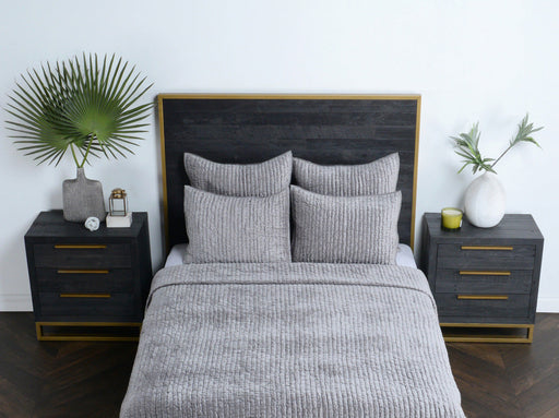 Villa By Classic Home - Bari Velvet Gray King Quilt - V180029 - GreatFurnitureDeal