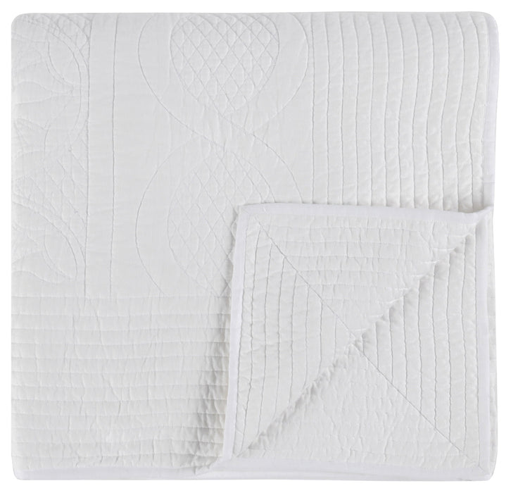 Villa By Classic Home - Anessa White Queen Quilt - V230075 - GreatFurnitureDeal