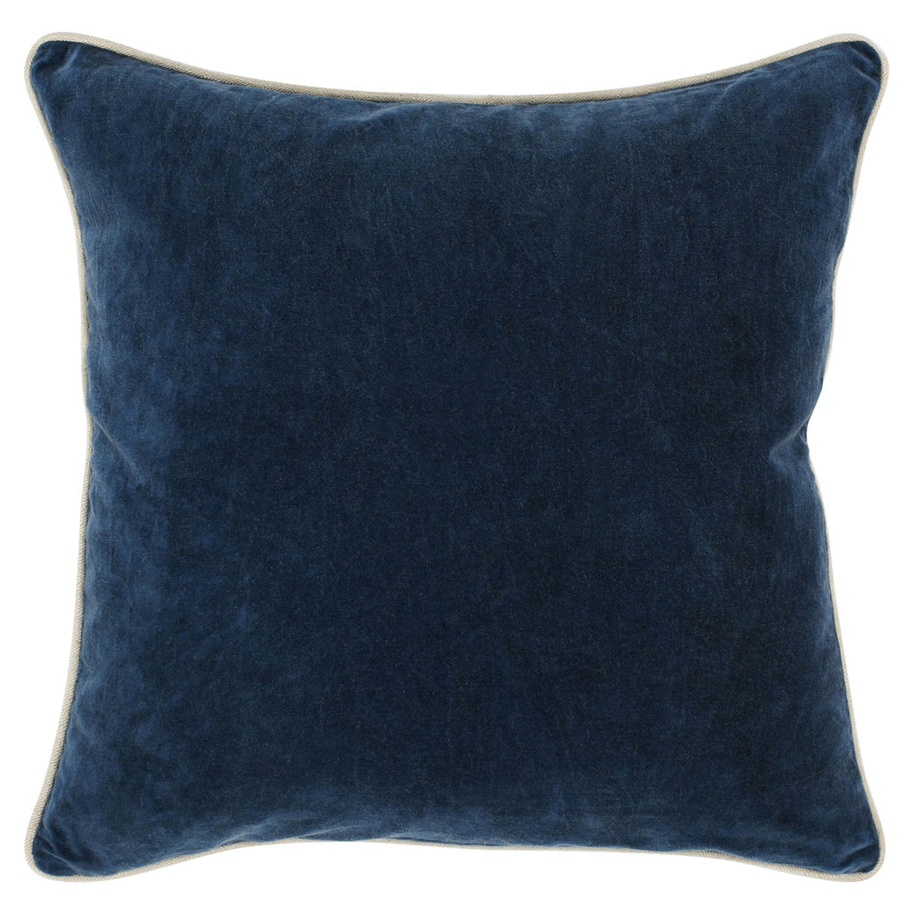 22X22 Navy Blue Stonewashed Velvet Throw Pillow