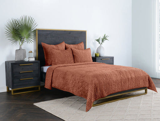 Classic Home Furniture - Bari Velvet Terra Cotta King Quilt - V260007 - GreatFurnitureDeal