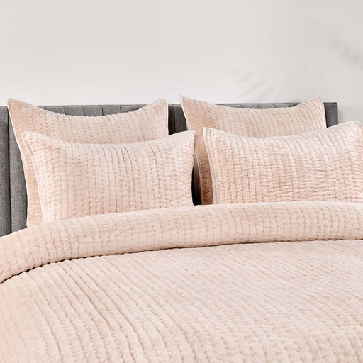 Villa By Classic Home - Bari Velvet Nude Queen Quilt - V270059 - GreatFurnitureDeal