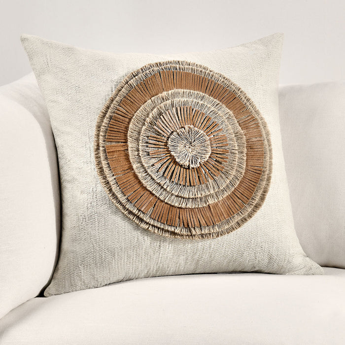 Villa By Classic Home - TL Pueblo Leather Pillows Chestnut/ Natural 22x22  (Set of 2) - V280058 - GreatFurnitureDeal