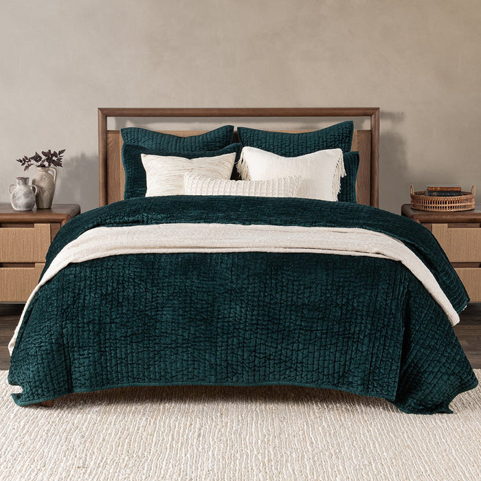 Villa By Classic Home - Bari Velvet Emerald Euro Sham -Set of 2- V310003 - GreatFurnitureDeal