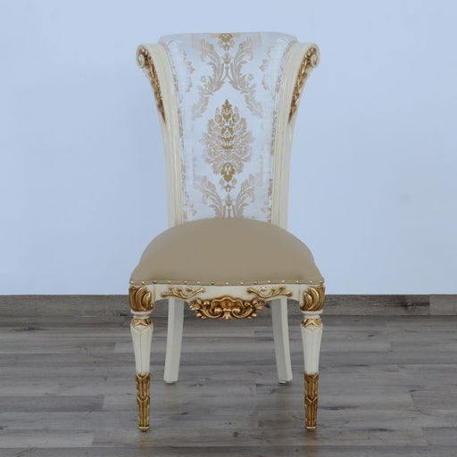 European Furniture - Valentina Side Chair in Beige and Gold - Set of 2 - 51959-SC - GreatFurnitureDeal