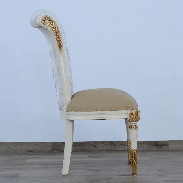 European Furniture - Valentina Side Chair in Beige and Gold - Set of 2 - 51959-SC - GreatFurnitureDeal