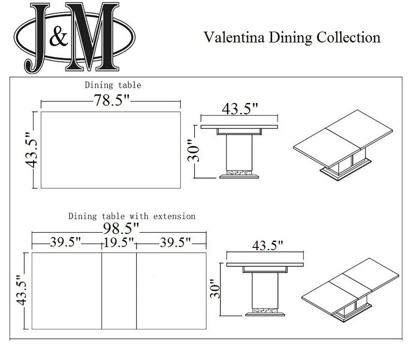 J&M Furniture - Valentina Modern 9 Piece Dining Table Set in Grey - 18452-DT-9SET