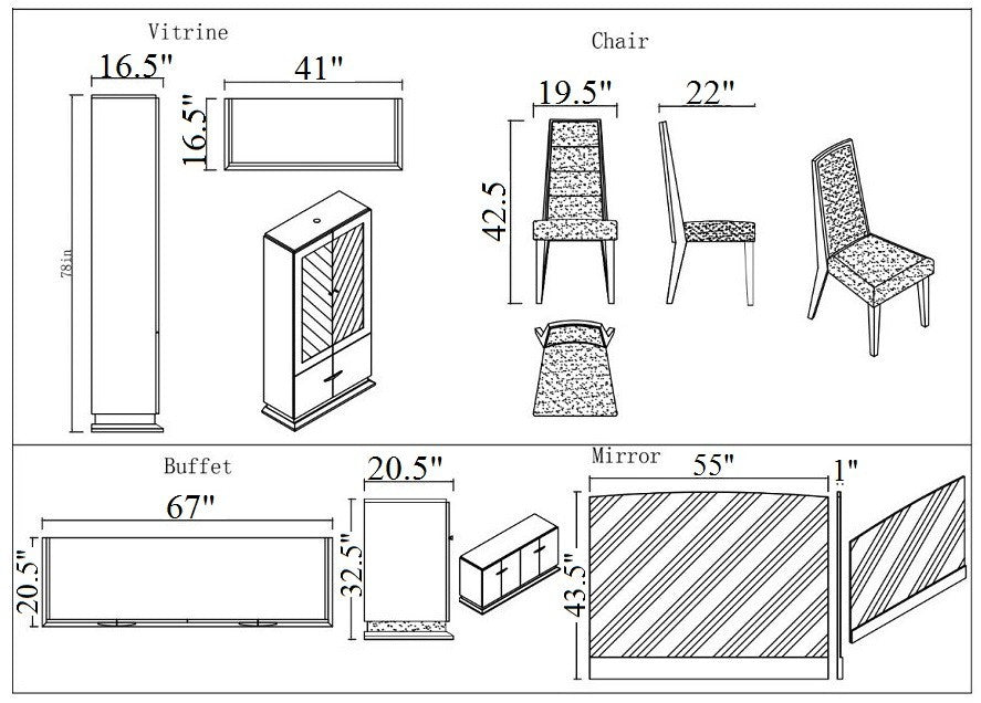 J&M Furniture - Valentina Modern 9 Piece Dining Table Set in Grey - 18452-DT-9SET