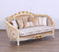 European Furniture - Valentine II Luxury Loveseat in Beige With Dark Gold Leafs - 45012-L - GreatFurnitureDeal