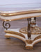 European Furniture - Valentine Luxury Coffee Table in Beige - Dark Gold Leafs - 45010-CT - GreatFurnitureDeal