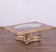 European Furniture - Valentine Luxury Coffee Table in Beige - Dark Gold Leafs - 45010-CT - GreatFurnitureDeal
