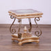European Furniture - Valentine Luxury End Table in Beige - Dark Gold Leafs - 45010-ET - GreatFurnitureDeal