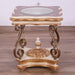 European Furniture - Valentine Luxury End Table in Beige - Dark Gold Leafs - 45010-ET - GreatFurnitureDeal