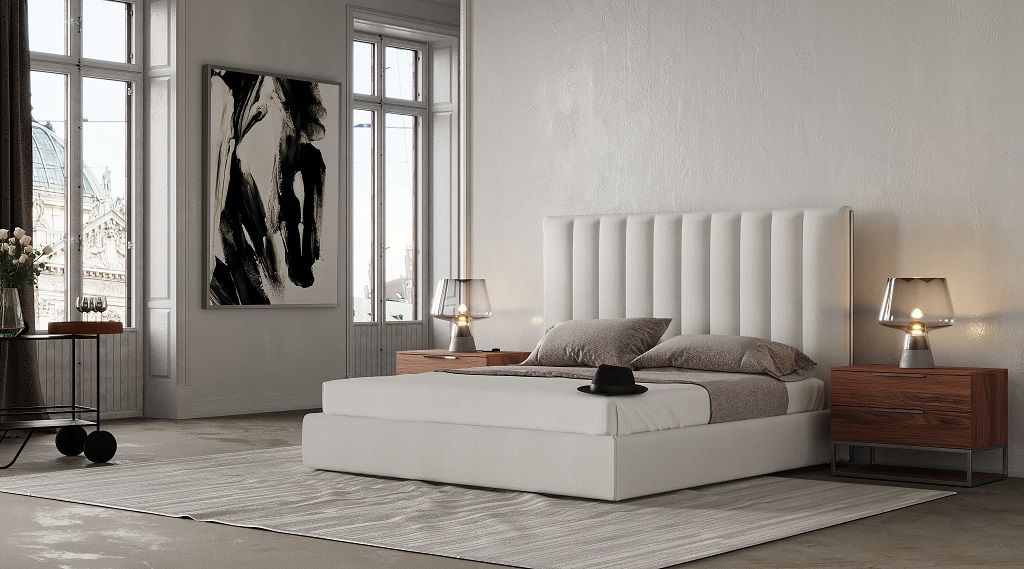 VIG Furniture - Modrest Valhalla Contemporary White Fabric King Bed - VGKK-KFB1008-WHT-BED-EK-1