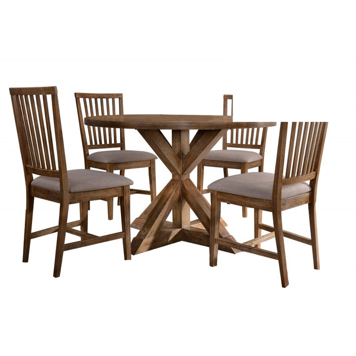 Mariano Furniture - Venus 5 Piece Dining Table Set in Natural Oak - BM-VENUSNO5RD - GreatFurnitureDeal