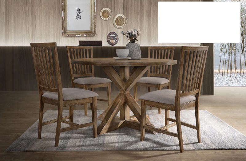 Mariano Furniture - Venus 5 Piece Dining Table Set in Natural Oak - BM-VENUSNO5RD - GreatFurnitureDeal