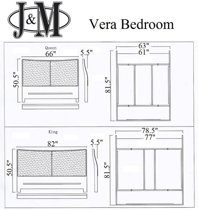 J&M Furniture - Vera 5 Piece Eastern King Bedroom Set - 17987-EK-5SET