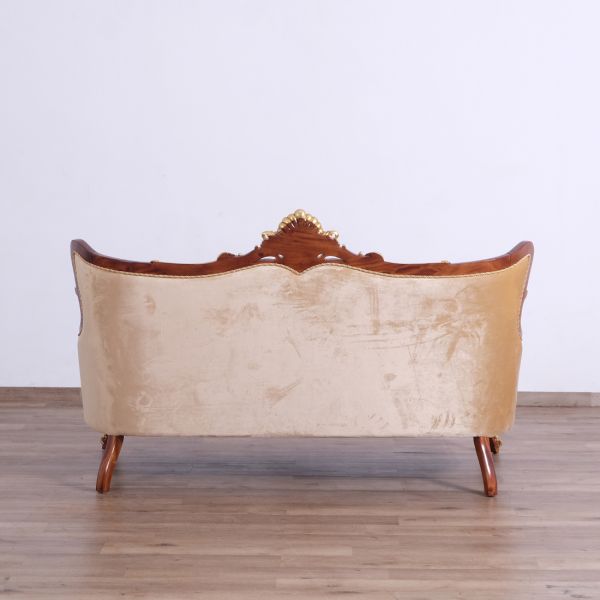 European Furniture - Veronica II Luxury Loveseat in Antique Walnut and Antique Dark Gold leaf - 47078-L - GreatFurnitureDeal