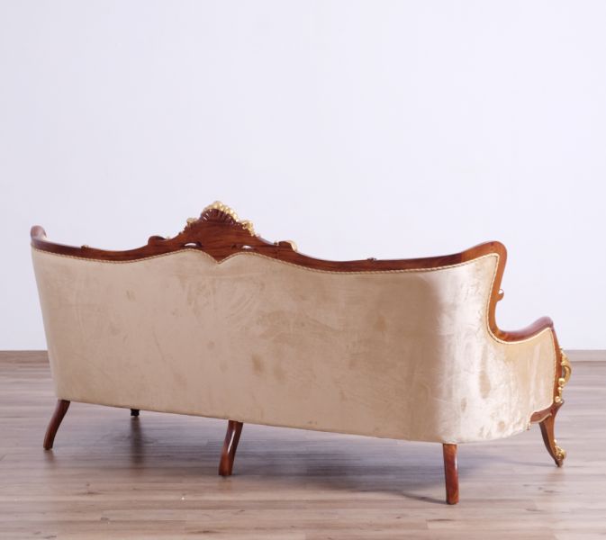 European Furniture - Veronica II Luxury Sofa in Antique Walnut and Antique Dark Gold leaf - 47078-S - GreatFurnitureDeal