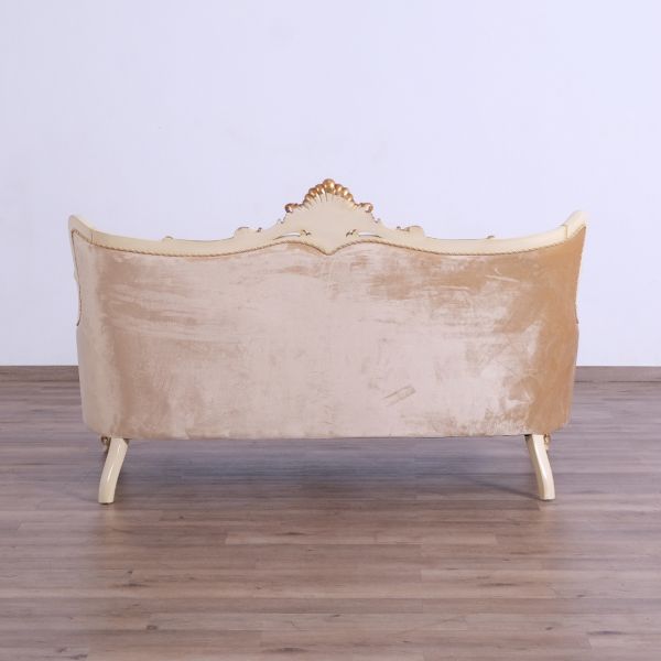 European Furniture - Veronica III Luxury Loveseat in Antique Beige and Antique Dark Gold leaf - 47072-L - GreatFurnitureDeal