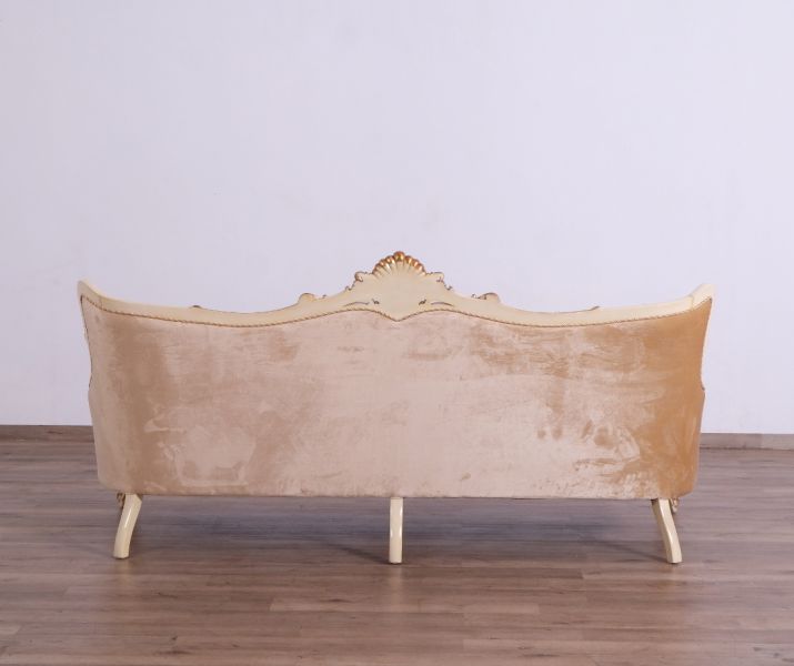 European Furniture - Veronica III Luxury Sofa in Antique Beige and Antique Dark Gold leaf - 47072-S - GreatFurnitureDeal