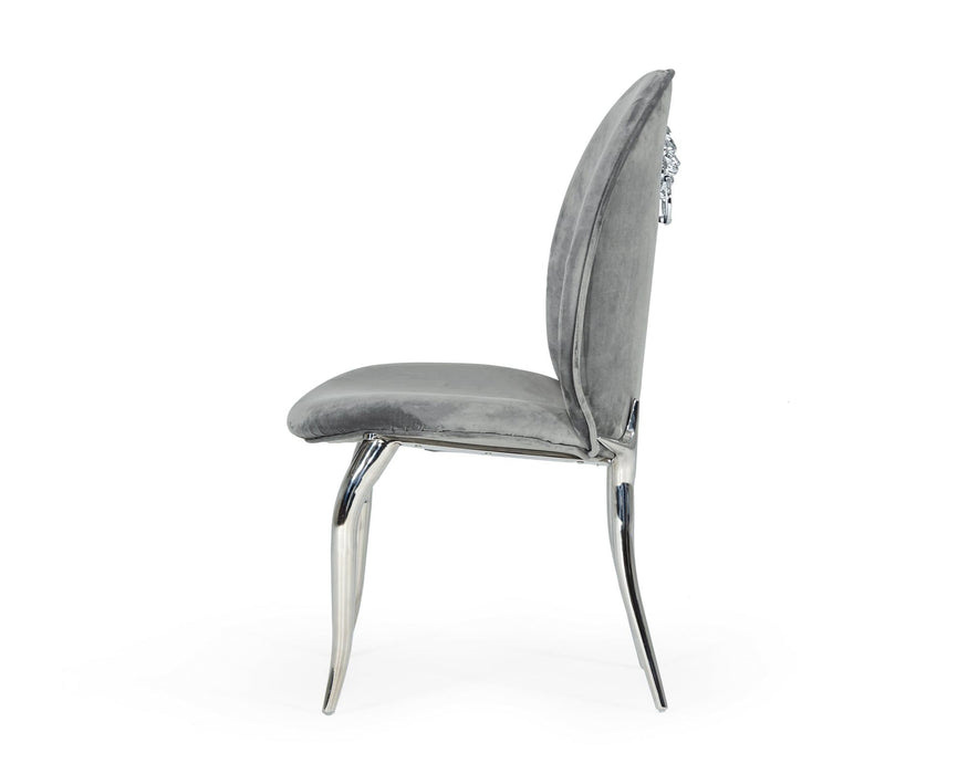 VIG Furniture - Modrest Vince Glam Grey Velvet Dining Chair (Set of 2) - VGZAY622-GRY - GreatFurnitureDeal