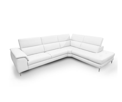 VIG Furniture - Coronelli Collezioni Viola Italian Contemporary White Leather Right Facing Sectional Sofa - VGCCVIOLA-KIM-WHT-RAF-SECT - GreatFurnitureDeal