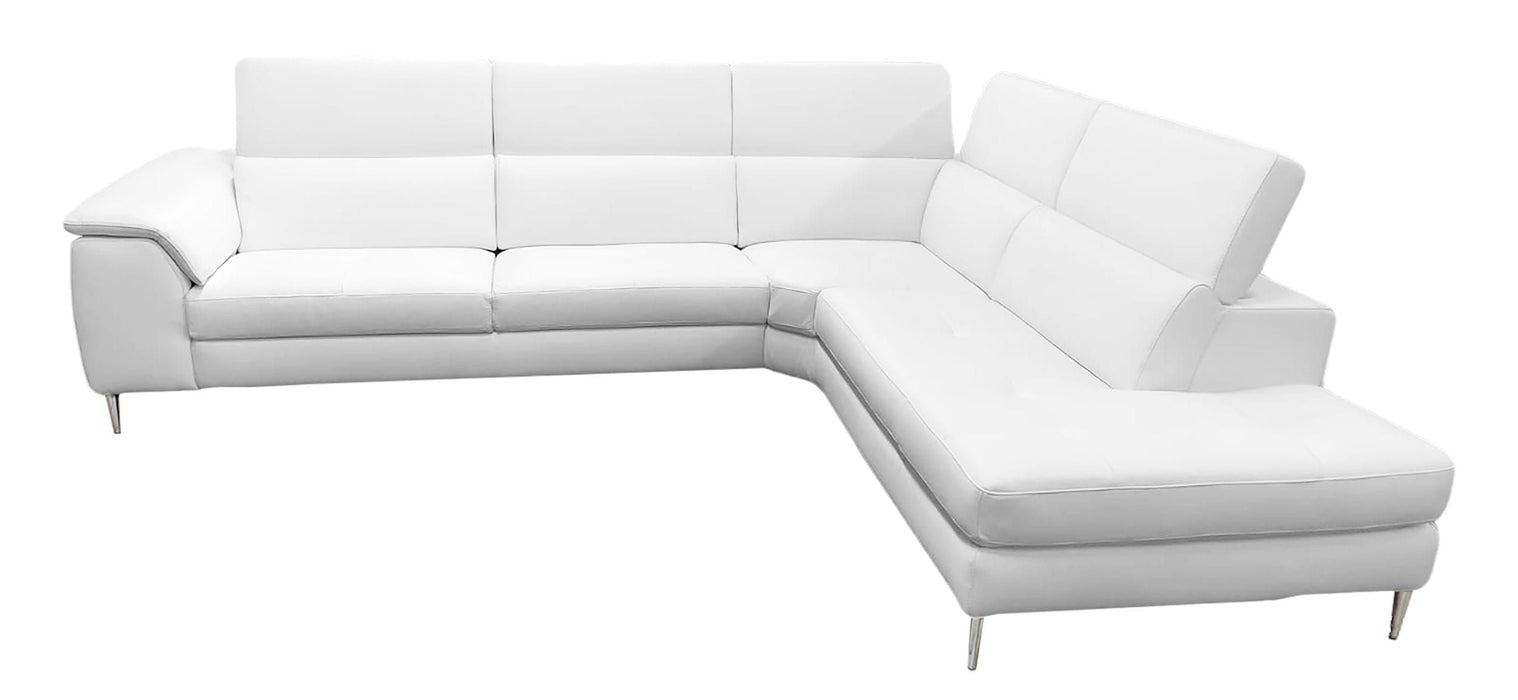 VIG Furniture - Coronelli Collezioni Viola Italian Contemporary White Leather Right Facing Sectional Sofa - VGCCVIOLA-KIM-WHT-RAF-SECT - GreatFurnitureDeal